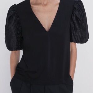 Zara Black Puff Sleeve Blouse